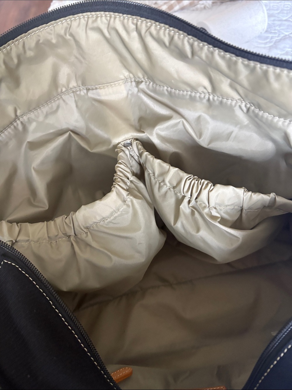 Classic Black Canvas and Tan Leather Travel Tote - Picture 10 of 16